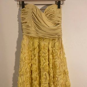 Gorgeous Shimmering Gold Rose Appliqué Dress M